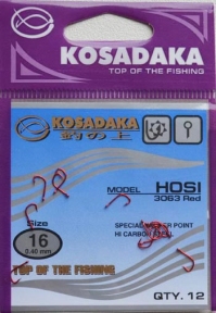 Крючки KOSADAKA HOSI 3063 Red Size 16. 0,40mm.