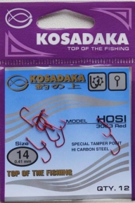Крючки KOSADAKA HOSI 3063 Red Size 14. 0,41mm.