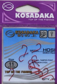 Крючки KOSADAKA HOSI 3063 Red Size 11. 0,45mm.