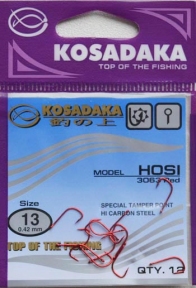 Крючки KOSADAKA HOSI 3063 Red Size 13. 0,42mm.