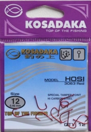 Крючки KOSADAKA HOSI 3063 Red Size 12. 0,46mm.